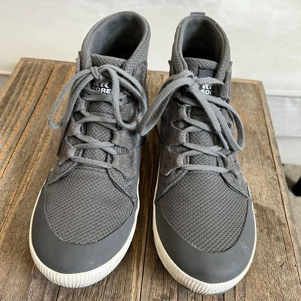 Sorel Shoes Womens Size 9.5 Gray Mesh Mid Top Walking Sneaker Boots Casual